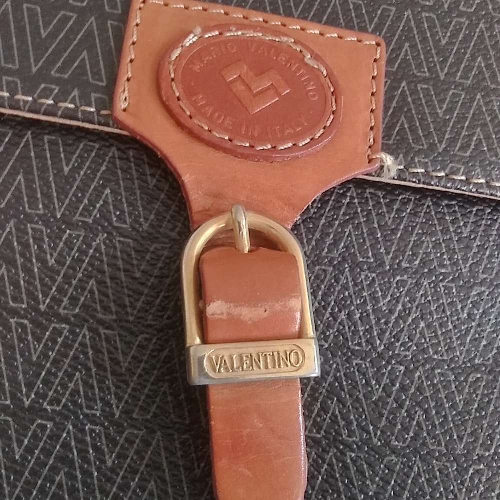 MARIO VALENTINO brown leather vintage 2 way 3way shoulder bag crossbody clutch - Picture 2 of 12